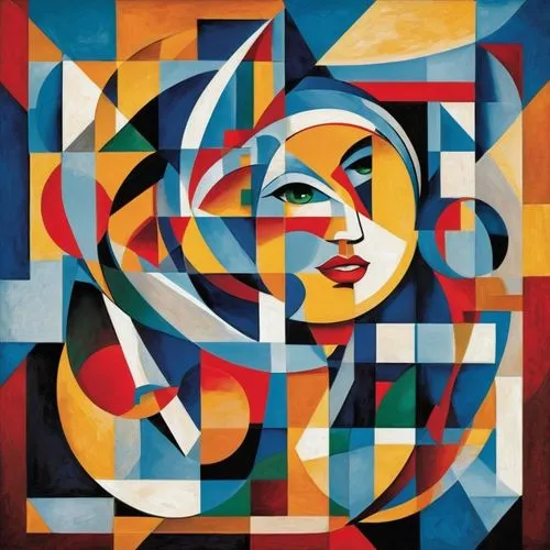 Attract and engage customers with our compelling ad designs!,a woman with green eyes is depicted in an abstract painting,picabia,orphism,cubist,vasarely,gleizes,trenaunay,metzinger,cubism,delaunay,cub