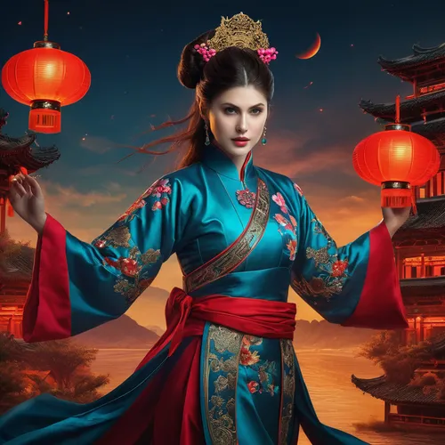 Alexandra Daddario, 3/4 body shot, 
in style of tiago hoisel | tang dynasty | xu beihong, modelcore, vibrant colors, colorful costumes, fashion photographer,

high detailed,
high quality,
, centered, 