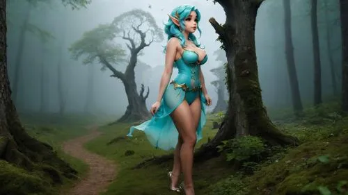 dryad,blue enchantress,faerie,faires,fantasy picture,elven forest