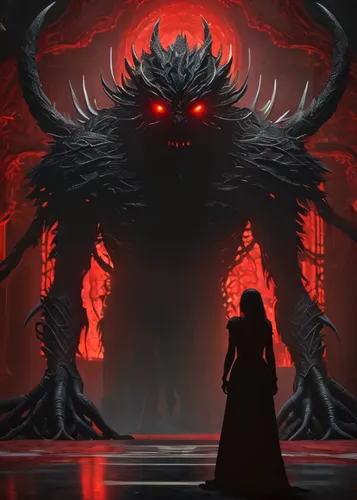nine-tailed,door to hell,hall of the fallen,devil,black dragon,end-of-admoria,devilwood,krampus,pillar of fire,game illustration,fire red eyes,death god,demon,devil wall,heroic fantasy,three eyed monster,dark-type,evil woman,maul,supernatural creature,Photography,General,Fantasy