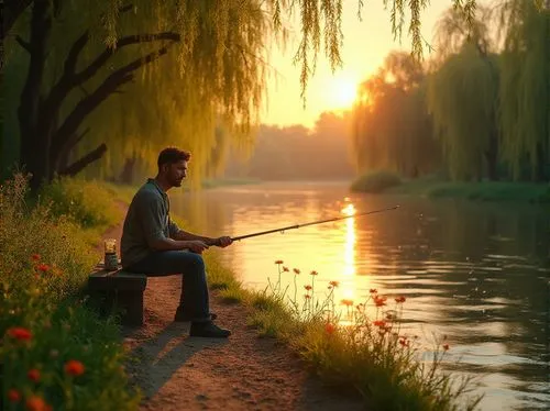 man on a bench,quietude,contemplation,idyll,tranquillity,tranquility,world digital painting,solitude,weeping willow,calmness,evening atmosphere,peaceful,summer evening,idyllic,landscape background,serene,serenity,contemplate,romantic scene,nature and man,Photography,General,Realistic