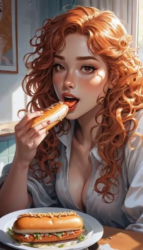 appetite,woman eating apple,eat,anchoress,merida,marinara,Illustration,American Style,American Style 13