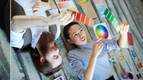 four people on the ground in a group doing work with some paint samples,colori,pinturas,colorize,colorata,photobleaching,picture idea