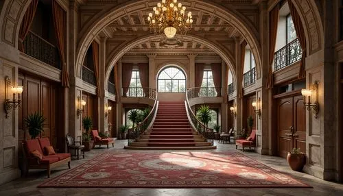 entrance hall,foyer,royal interior,hallway,banff springs hotel,crown palace,entranceway,lobby,gleneagles hotel,biltmore,entryway,emirates palace hotel,bessborough,hotel hall,driehaus,ritzau,cochere,nemacolin,amanresorts,palatial