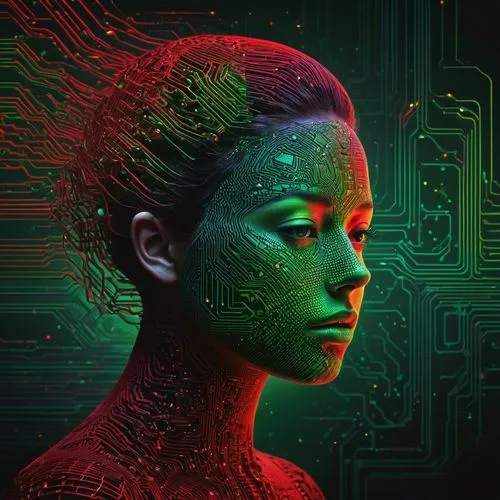 girl at the computer,computer art,cyborg,synthetic,android inspired,generative ai,matrix,cyberia,head woman,circuit board,ai,computer graphic,transhuman,silicon,computational,cyberpunk,artificial intelligence,deprogrammed,mindvox,augmentation,Photography,Artistic Photography,Artistic Photography 11