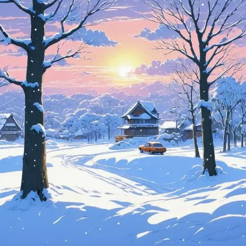 snow scene,snow landscape,winter landscape,snowy landscape,korean village snow,christmas landscape,winter background,winter village,winter morning,christmas snowy background,winter dream,russian winter,in the winter,early winter,japan landscape,winter,winters,night snow,home landscape,winter house,Illustration,Japanese style,Japanese Style 14