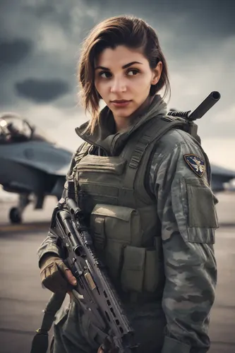 fighter pilot,ammo,military raptor,airman,operator,gi,drone operator,girl with gun,combat medic,strong military,girl with a gun,armed forces,woman holding gun,military person,air combat,military,merce