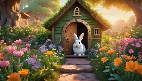 fairy door,peter rabbit,bunny on flower,cartoon rabbit,lapine,arrietty,Photography,Artistic Photography,Artistic Photography 07