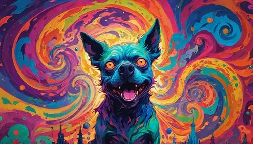 schnauzer,schnauss,color dogs,barkus,gsd,dog illustration,schnaufer,colorful background,scottie dog,paisley digital background,wolstein,psychedelia,laika,psychedelic,terrier,cheerful dog,schnauzers,doggart,chromaffin,welin,Conceptual Art,Oil color,Oil Color 23