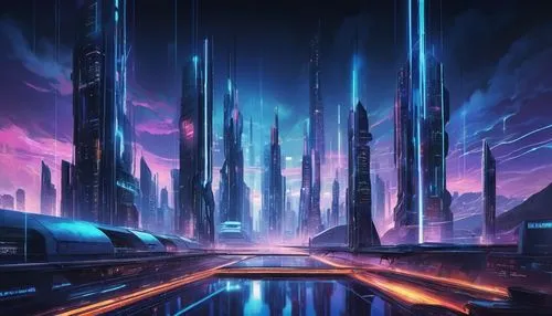 futuristic landscape,cybercity,cityscape,cybertown,cyberia,cyberport,metropolis,fantasy city,cyberworld,coruscant,polara,areopolis,futuristic,fantasy landscape,synth,tron,cybertron,cyberscene,megalopolis,vast,Conceptual Art,Oil color,Oil Color 24