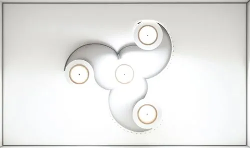 Gypsum decoration in the ceiling of a room with hidden LED lighting,an abstract painting with circles and lights in a square frame,magneton,lab mouse icon,borromean,conformational,ampersand,quaternion