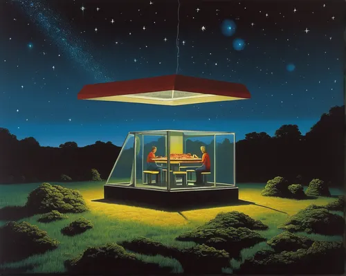 ufo interior,flying saucer,ufo,drive in restaurant,star kitchen,heliosphere,unidentified flying object,pioneer 10,ufo intercept,brauseufo,diner,lunar prospector,ufos,retro diner,satellite express,saucer,cd cover,sky space concept,spacecraft,gazebo,Art,Artistic Painting,Artistic Painting 30