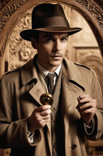 sherlock holmes,inspector,brown hat,detective,holmes,al capone,private investigator,watchmaker,stovepipe hat,gold foil men's hat,hatter,trilby,investigator,overcoat,frock coat,bowler hat,aristocrat,fedora,clockmaker,sherlock,Illustration,Abstract Fantasy,Abstract Fantasy 11