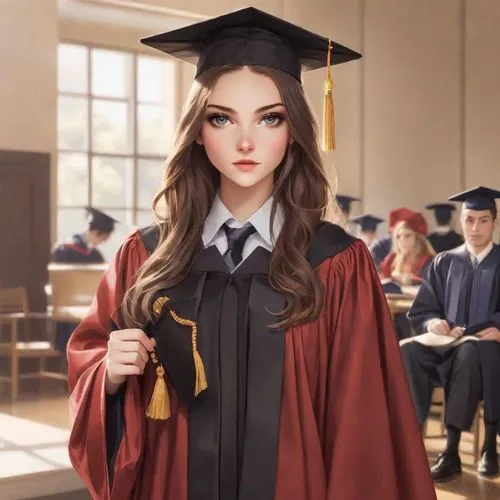 a 3d image of a woman in graduation cap and gown,alumna,degree,margairaz,graduate,ravenclaw,graduale