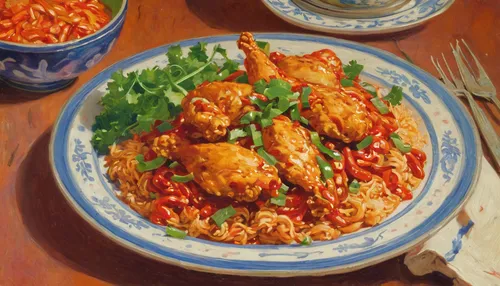 Chilli Chicken,chicken marengo,arroz con pollo,kung pao chicken,general tso's chicken,sweet and sour chicken,orange chicken,fra diavolo sauce,curry chicken noodles,chicken dish,prawn fried rice,stir f