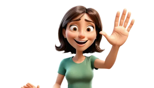 woman pointing,cute cartoon image,clapping,character animation,renderman,cute cartoon character,amination,lady pointing,girl with speech bubble,transparent background,cheerfulness,hand digital painting,woman holding a smartphone,cinema 4d,3d rendered,gesturing,raised hands,daughter pointing,sunidhi,hands up,Illustration,Abstract Fantasy,Abstract Fantasy 23