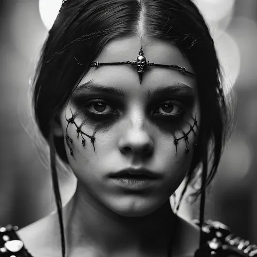 face paint,mystical portrait of a girl,dark portrait,black eyes,gothic woman,goth woman,face painting,voodoo woman,day of the dead frame,girl portrait,goth,zombie,the enchantress,day of the dead,dark art,raven girl,shaman,gothic portrait,days of the dead,la catrina,Photography,General,Realistic