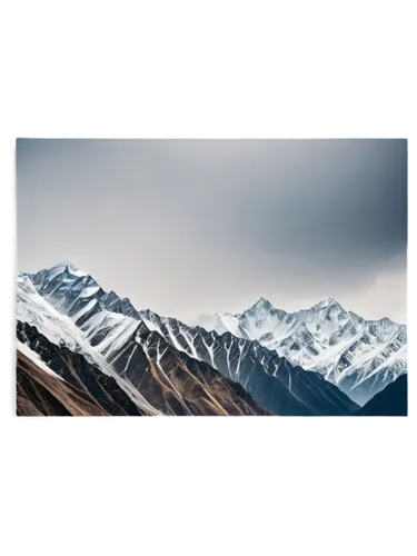 Largest mountain range, Himalayas, snow-capped peaks, rocky terrain, misty atmosphere, panoramic view, 3/4 composition, dramatic lighting, cinematic tone, natural texture, grandeur scale, majestic lan