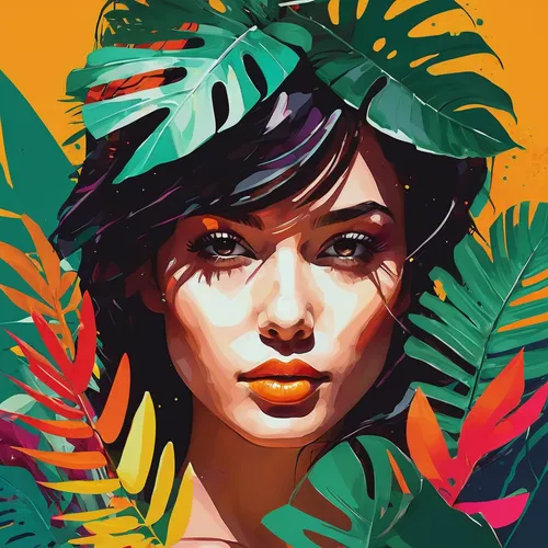 tropical floral background,vector illustration,digital painting,digital illustration,vector art,tropics,tropical,palm leaves,palm tree vector,flora,tropic,tropical bloom,vector graphic,digital art,boho art,tropical house,tropical greens,digital artwork,world digital painting,girl in a wreath,Conceptual Art,Oil color,Oil Color 07