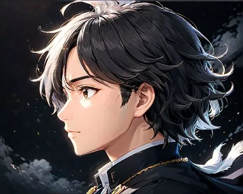 Create a heroic anime man with a dark background.,horikawa,kashima,junyao,honmaru,saburo,ryunosuke,hokuto,dazhao,eguren,atsushi,claude,pelleas,katsuyuki,yuzuru,umehara,stahl,eisuke,winona,edmond,tsogo