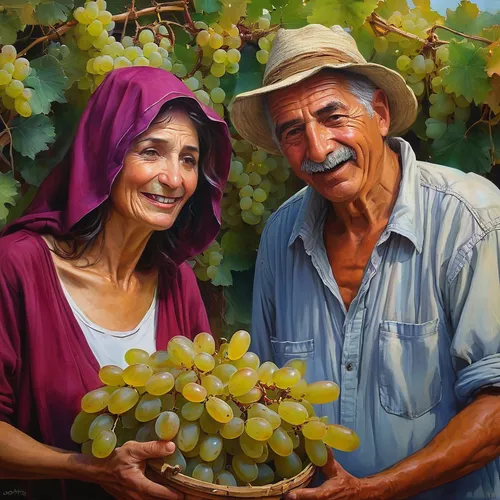 Create a humorous dialogue between two grape farmers in Turkey discussing a hilarious mishap during harvest.,grape harvest,wine harvest,fresh grapes,grapevines,grapes,grapes icon,white grapes,vineyard