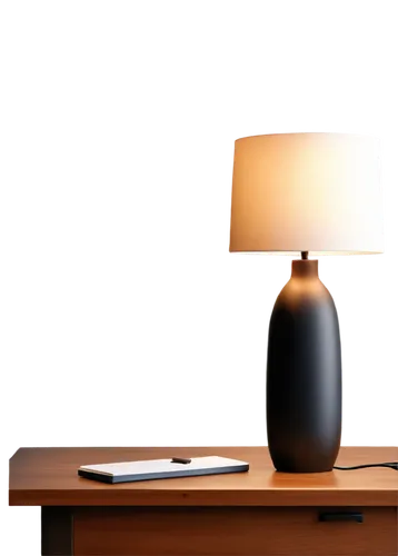 Table lamp, modern design, metal base, white shade, rounded edges, soft glow, warm light, wooden desk, morning scene, shallow depth of field, natural lighting, 3/4 composition, cinematic atmosphere, r