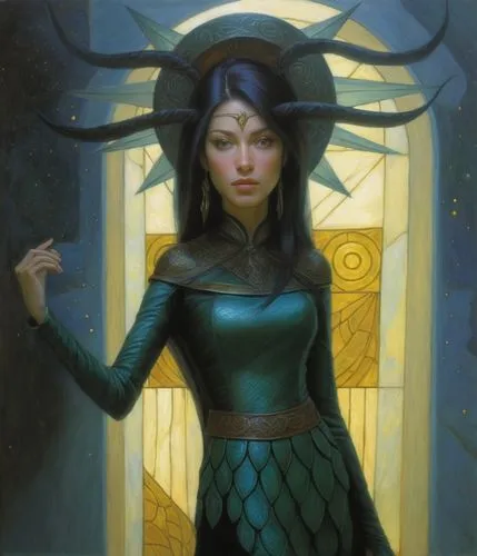 hela,mordenkainen,fantasy portrait,sorceress,blue enchantress,fantasy woman,Illustration,Realistic Fantasy,Realistic Fantasy 03