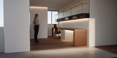 a woman stands in a contemporary office area,associati,hallway space,anastassiades,minotti,modern room,interior modern design,Photography,General,Natural