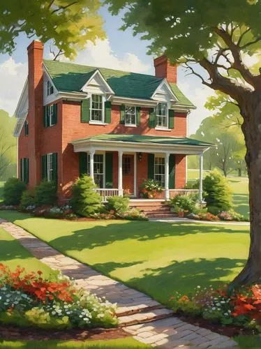 home landscape,houses clipart,country house,beautiful home,house painting,victorian house,country cottage,dreamhouse,farm house,country estate,house drawing,farmhouse,new england style house,summer cottage,brick house,little house,green lawn,residential house,private house,family home,Illustration,Japanese style,Japanese Style 13