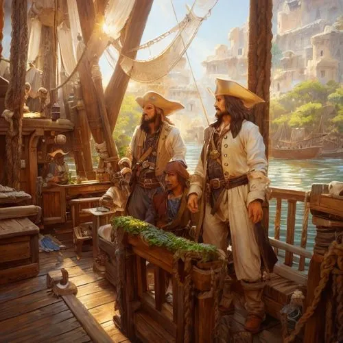 Pirates swabbing the deck,pirate treasure,merchant,vendors,pirates,vendor,travelers,pilgrims,tokyo disneysea,pirate,treasure hunt,treasure map,galleon,trireme,galleon ship,pirate ship,piracy,monkey is