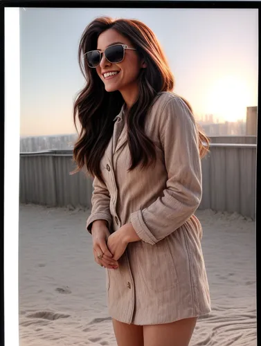 a girl standing on the beach looking into the camera,unbroken,amerie,shay,sherine,selly,beach background