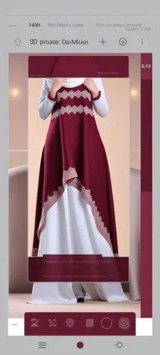 Wool 3d drawing fashion for Muslim hijab with winter design.with wool design with burgundy with loose sleeves ,a woman in a dress on the screen of her laptop,quinceanera,quinceaneras,webgl,webct,doll 