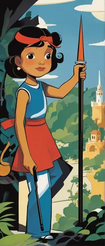 Sandys: A young artist discovers a magical paintbrush that brings their imagination to life.,pocahontas,quarterstaff,pinocchio,girl in a historic way,tiana,rockabella,cuba background,torch-bearer,heid