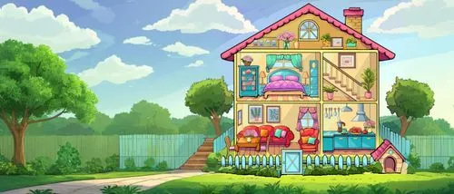 dreamhouse,little house,cartoon video game background,pomponia,children's playhouse,houses clipart