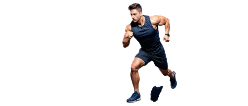 muscular man, athletic build, short hair, sweat drips, strong facial features, intense gaze, sleeveless shirt, sports shorts, running shoes, dynamic pose, in motion, muscles tense, stadium background,