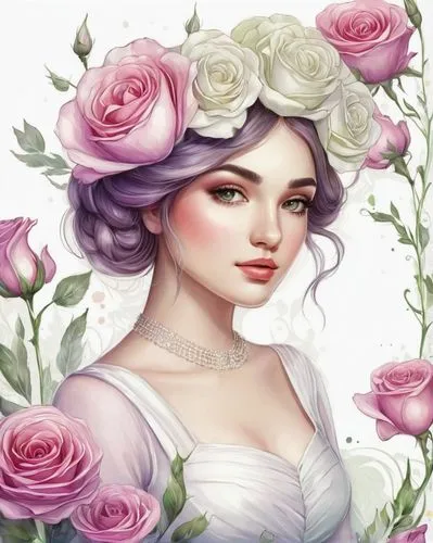 rose flower illustration,rosa 'the fairy,rose flower drawing,romantic rose,porcelain rose,rose png,noble roses,pink roses,blooming roses,rose blossom,rosa ' the fairy,purple rose,rosa,fantasy portrait,floral background,rose bloom,flower background,rose wreath,disney rose,wild roses,Illustration,Realistic Fantasy,Realistic Fantasy 15