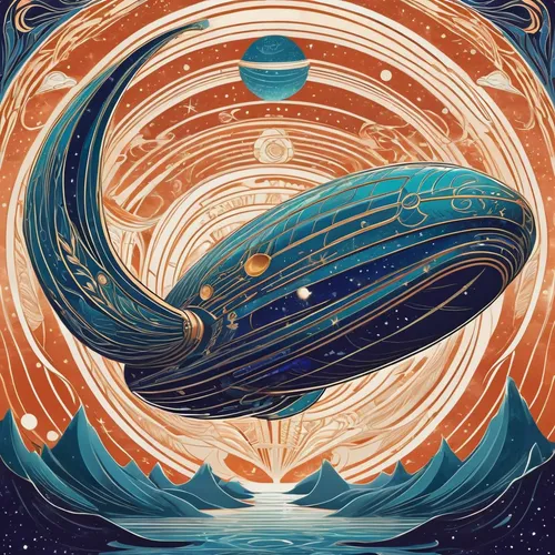 nautilus,space art,spiral nebula,uranus,planets,solar system,planetary system,andromeda,vortex,cosmos,currents,sci fiction illustration,voyager,deep sea nautilus,fire planet,gas planet,the solar system,ringed-worm,saturn,saturn rings,Illustration,Retro,Retro 08