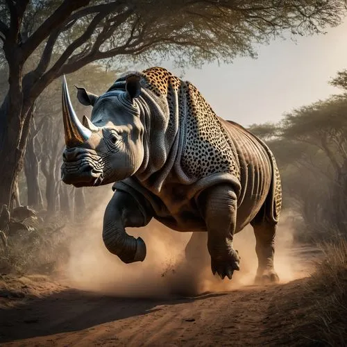 An armored rhinoceros bucking a leopard.,rhinoceros leopard ,rhino walking toward camera,rhino,rhinoceros,indian rhinoceros,rhinos,rhinoceroses,Photography,General,Fantasy