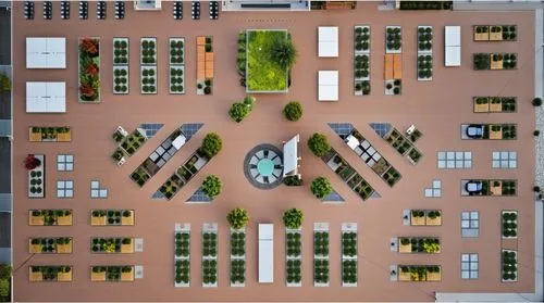 floorplan for a outdoor garden shop,an overhead s of various plants and benches,apartments,hotel complex,aerial view umbrella,apartment complex,view from above,overhead view,Photography,General,Realis