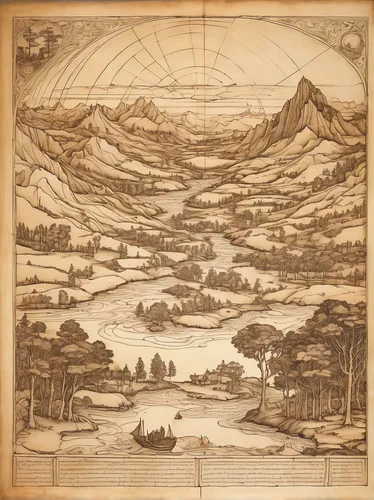 landscape plan,robert duncanson,the landscape of the mountains,panoramic landscape,mountainous landforms,cool woodblock images,mountainous landscape,mountain scene,old world map,karst landscape,aeolian landform,fluvial landforms of streams,planisphere,topography,cartography,floodplain,lithograph,mountain landscape,harmonia macrocosmica,river landscape,Art,Classical Oil Painting,Classical Oil Painting 03