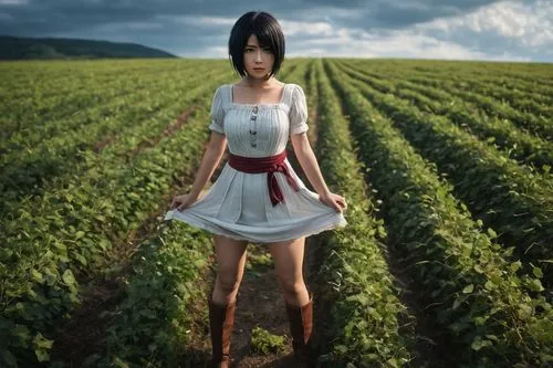 country dress,yamada's rice fields,potato field,cropland,countrygirl,farm girl,suitcase in field,chair in field,fields,blooming field,conceptual photography,poppy field,the rice field,crops,agroculture,vegetable field,farmworker,in the field,blood clover,cosplay image,Photography,General,Fantasy