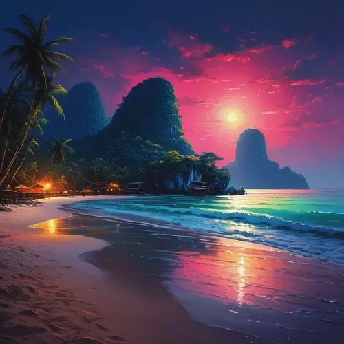 beach landscape,dream beach,tropical beach,beach scenery,beautiful beach,beautiful beaches,pink beach,sunrise beach,paradise beach,mountain beach,tropical sea,sunset beach,brazilian beach,caribbean beach,paradises,landscape background,tropical island,lover's beach,coastal landscape,dark beach,Conceptual Art,Fantasy,Fantasy 32