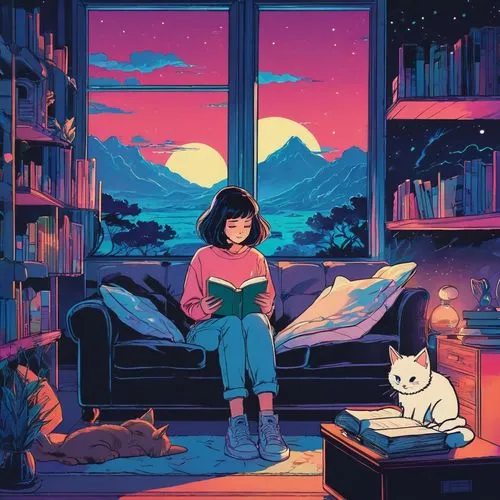 book wallpaper,bookworms,girl studying,reading,relaxing reading,little girl reading,nook,bookworm,sci fiction illustration,read a book,book store,bookstore,bibliophile,book wall,lectura,books,study room,digital illustration,bookish,author,Illustration,Japanese style,Japanese Style 06