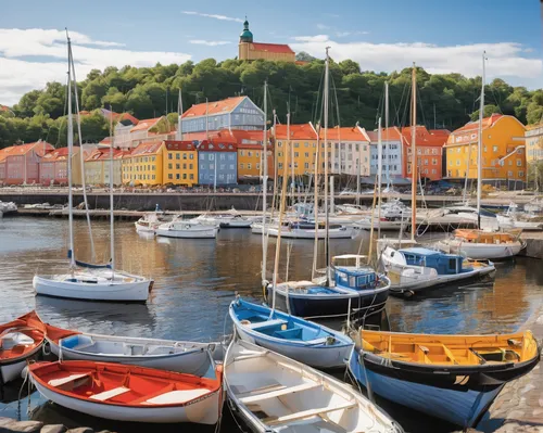 Illustrate the laid-back lifestyle in Gothenburg's charming coastal villages.,christianshavn,nyhavn,hanseatic city,bornholm,scandinavia,gothenburg,turku,blejski otok,denmark,aurajoki,greifswald harbor