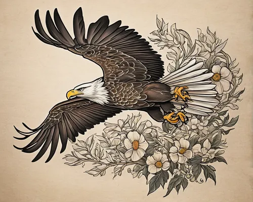 eagle illustration,flower and bird illustration,eagle drawing,ornamental bird,bird illustration,eagle vector,an ornamental bird,eagle,gray eagle,imperial eagle,floral and bird frame,hawk - bird,of prey eagle,bird bird-of-prey,american bald eagle,bird painting,ornithology,eagle eastern,sea head eagle,prince of wales feathers,Illustration,Realistic Fantasy,Realistic Fantasy 31