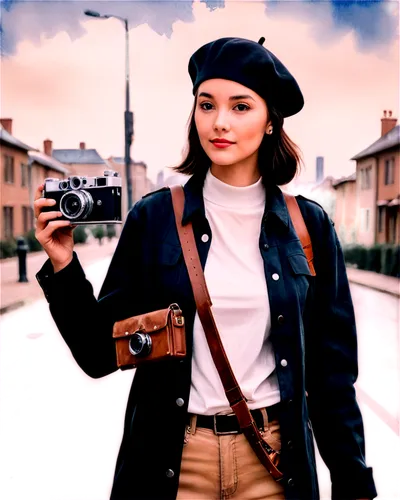 retro girl,beret,shenmue,policewoman,retro woman,evacuee,photo painting,vintage girl,retro women,balamory,clementine,retro look,vintage asian,spinelli,rainie,girl with gun,retro style,byker,girl with a gun,retro background,Illustration,Paper based,Paper Based 25