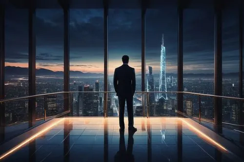 the observation deck,incorporated,cybertrader,acrophobia,skywalking,lexcorp,man silhouette,ceo,skydeck,the skyscraper,observation deck,neon human resources,silhouette of man,envisioneering,skycraper,futurists,night administrator,supertall,skyscraping,vertigo,Illustration,Retro,Retro 17