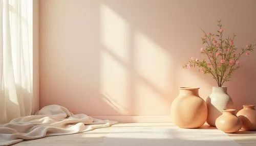 morning light,still life photography,windowsill,flower vases,vases,ikebana,translucency,linen,still life of spring,gold-pink earthy colors,window sill,minimalist flowers,soft pink,linens,flower vase,morning glow,pastel wallpaper,copper vase,vase,homewares,Photography,General,Realistic