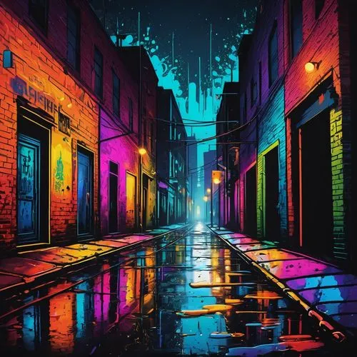 colorful city,colored lights,neon arrows,colorful light,alleyway,alley,neon lights,neon light,neon ghosts,world digital painting,colorful background,background colorful,neon,vivid sydney,intense colours,techno color,cyberpunk,raindops,fantasy city,art background,Conceptual Art,Oil color,Oil Color 01