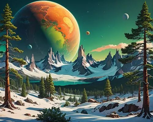 lunar landscape,alien planet,ice planet,space art,terraformed,earth rise,Conceptual Art,Sci-Fi,Sci-Fi 20